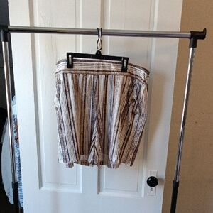 Robert Louis Tan and White Striped Women's A-Line Shorts